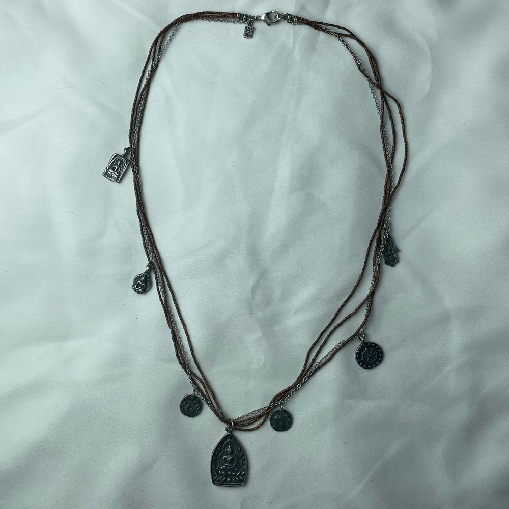 Tat2 Designs “Antiquities” bronze Bead Silver Buddha Charm Necklace